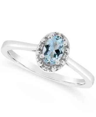 Macy's - Gemstone and Diamond Accent Ring in Sterling Silver