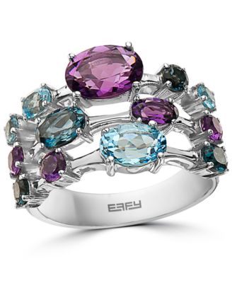 EFFY Collection - Multi-Gemstone Triple Row Statement Ring (3-3/4 ct. t.w.) in Sterling Silver