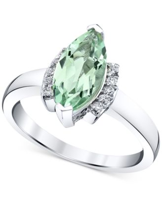 Macy's - Green Quartz (1-5/8 ct. t.w.) & Diamond (1/10 ct. t.w.) Ring in Sterling Silver