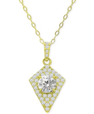 Giani Bernini - Cubic Zirconia Kite Cluster Pendant Necklace, 16" + 2" extender
