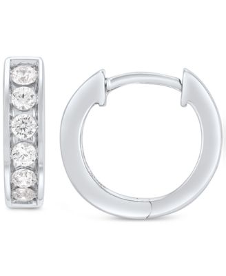 Grown With Love - Men's Lab Grown Diamond Small Huggie Hoop Earrings (1/2 ct. t.w.) in 10 White Gold, 1/2"