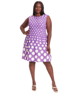 London Times - Plus Size Polka-Dot Fit & Flare Dress