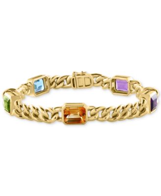 EFFY Collection - Multi-Gemstone Cuban Link Statement Bracelet (9-1/10 ct. t.w.) in Gold-