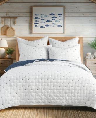 Levtex - Embroidered Swiss Dot Stitching 3-Pc. Quilt Set, King/Cal King