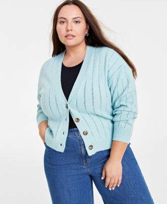 On 34th - Trendy Plus Size Pointelle-Stitch Cardigan