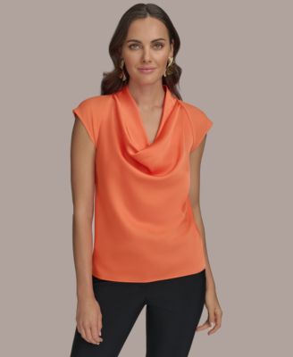 Donna Karan New York - Women's Mixed-Media Cowlneck Top
