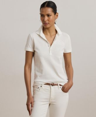 Lauren Ralph Lauren - Women's Floral-Logo Cotton Piqu&eacute; Polo Shirt