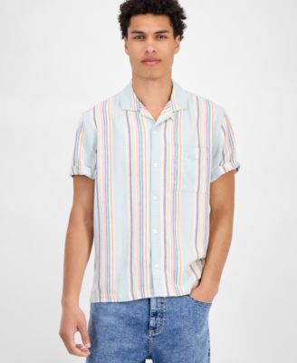 Sun + Stone - Men's Cove Short Sleeve Striped Button-Front Camp Shirt