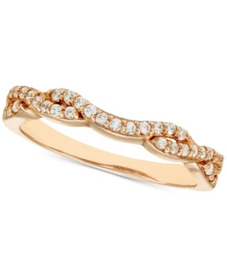 Macy's - Diamond Crossover Contour Band (1/5 ct. t.w.) in 14k Rose Gold