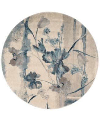 Nourison Home - Somerset Ivory/Blue Art Flower 5'6" Round Rug