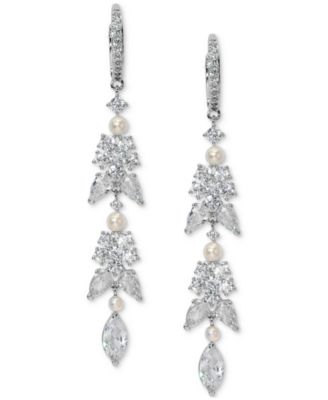 Eliot Danori - Cubic Zirconia & Imitation Pearl Linear Drop Earrings