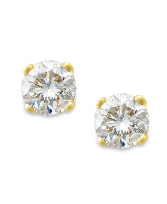 Macy's - Round-Cut Diamond Earrings in 10k Gold (1/5 ct. t.w.)
