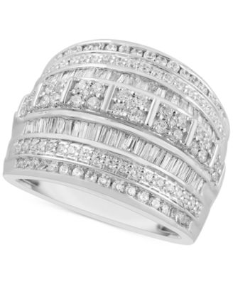 Macy's - Diamond Wide Band Multi-Row Statement Ring (2 ct. t.w.) in Sterling Silver