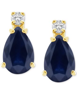 Macy's - Emerald (3/4 ct. t.w.) & Diamond Accent Stud Earrings in 14k Gold (Also in Ruby, Sapphire, & Tanzanite)