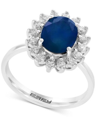 EFFY Collection - Sapphire (1-7/8 ct. t.w.) & Diamond (3/8 ct. t.w.) Halo Ring in 14k Gold