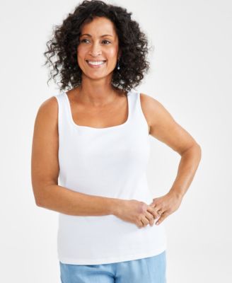 Style & Co - Women's Cotton Solid Square-Neck Tank Top