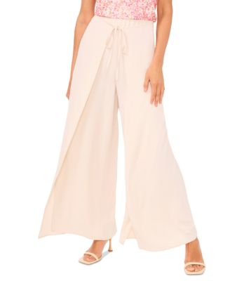 CeCe - Women's Overlap Tie-Front Wide-Leg Soft Pants