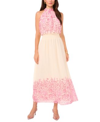 Vince Camuto - Women's Floral-Print Halter-Neck Maxi Dress