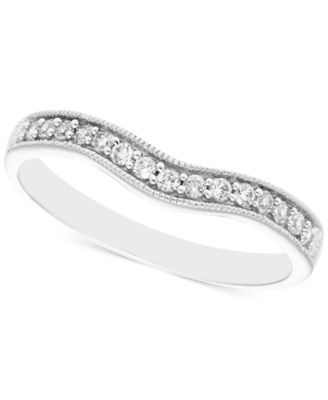 Macy's - Diamond Milgrain Beaded Contour Band (1/5 ct. t.w.) in 14k White Gold