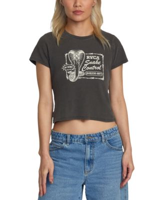 RVCA - Juniors' Cotton Cropped Graphic Crewneck Tee