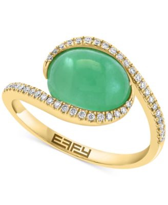 EFFY Collection - Dyed Jade (3-3/4 ct. t.w.) & Diamond (1/6 ct. t.w.) Statement Ring in 14k Yellow Gold