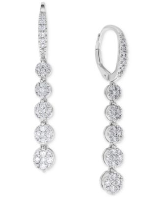 Macy's - Diamond Multi Cluster Drop Earrings (1 ct. t.w.) in 14k White Gold