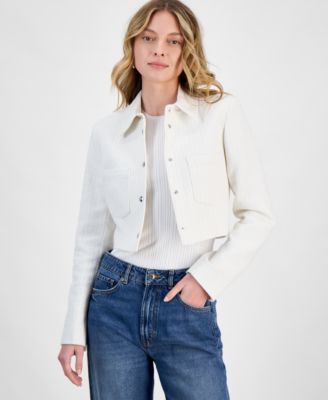 HUGO - Women's Metallic-Accent Textured Cropped Jacket