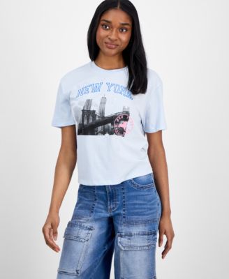 Rebellious One - Juniors' New York City Embroidered Graphic T-Shirt