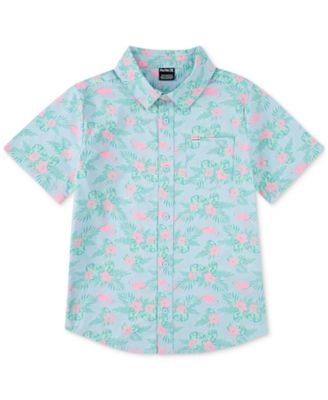 Hurley - Big Boys Short-Sleeve Printed Stretch-Poplin Shirt