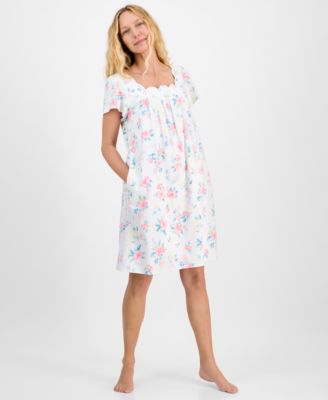 Charter Club - Women's Cotton Scalloped Short-Sleeve Chemise