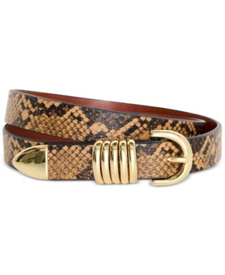 Good American - Women's Slim Five-Ring Snake-Print Faux-Leather Belt