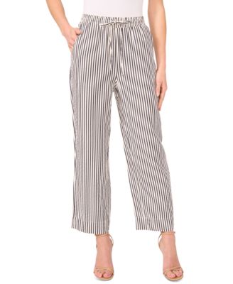 CeCe - Women's Elastic-Waist Pull-On Striped Pants