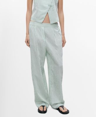 MANGO - Women's Low-Rise Striped Pants
