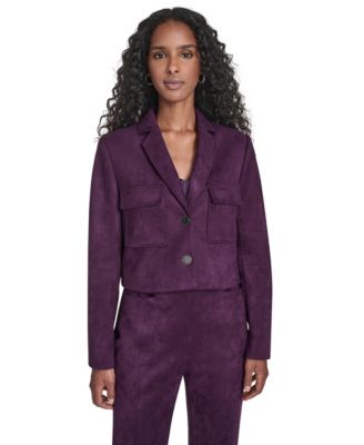 Calvin Klein - Women’s Faux Suede Cropped Two Button Jacket