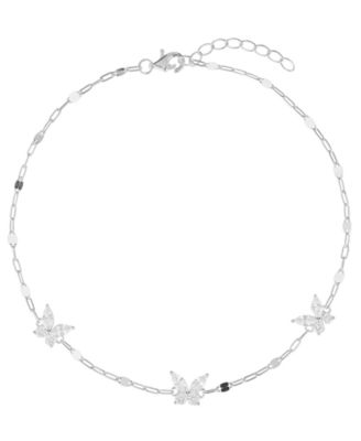 Macy's - Cubic Zirconia Butterfly Anklet (1.20 ct. t.w.) in Sterling Silver (also in 14K Gold over Sterling Silver)