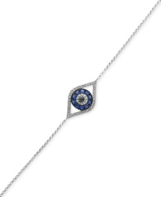 EFFY Collection - Sapphire (1/4 ct. t.w.) and Diamond (1/6 ct. t.w.) Evil Eye Bracelet in 14k White Gold