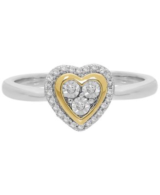 Macy's - Diamond (1/10 ct. t.w.) Heart Ring in 14K Gold over Sterling Silver
