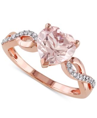 Macy's - Morganite (1-3/4 ct. t.w.) & Diamond (1/10 ct. t.w.) Heart Ring in 10k Rose Gold