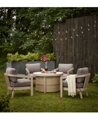 Agio - Reid Outdoor 5-Pc. Chat Set (1 Fire Pit & 4 Club Chairs), Created for Macy's