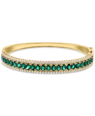 EFFY Collection - Emerald (4-1/2 ct. t.w.), White Sapphire (1-1/3 ct. t.w.) & Diamond (1/6 ct. t.w.) Bangle Bracelet in 14k Gold