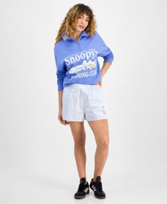 Love Tribe - Juniors' Striped Snoopy Cotton Boxer Shorts