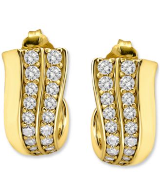 Giani Bernini - Pav&eacute; Cubic Zirconia J Hoop Earrings (7/8 ct. t.w.) in 18k Gold Over Sterling Silver