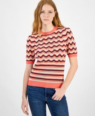 Tommy Hilfiger - Women's Cotton Striped Pointelle Sweater