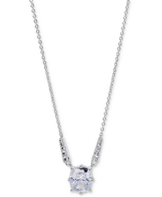 Eliot Danori - Silver-Tone Cubic Zirconia Pendant Necklace, 16" + 2" extender