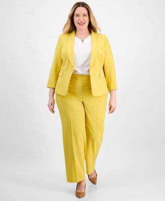 Le Suit - Plus Size Shawl-Collar One-Button Jacket & Pull-On Straight-Leg Pants