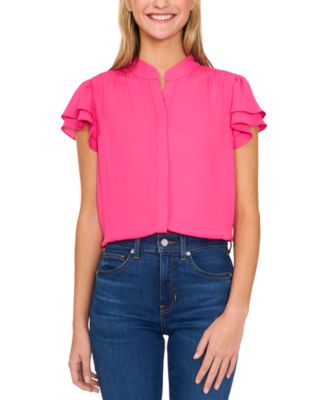 CeCe - Women's Flutter-Sleeve Button-Front Blouse