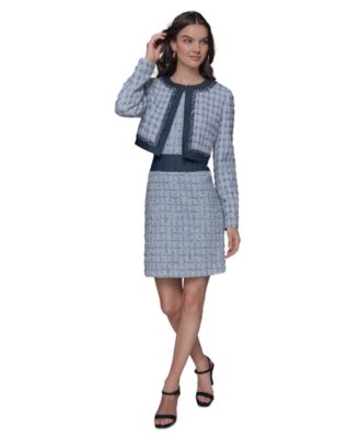 KARL LAGERFELD PARIS - Women's Contrast-Trim Tweed Cropped Jacket
