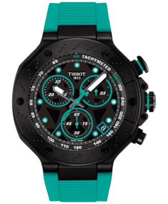 Tissot - Men's Swiss Chronograph T-Race Green Silicone Strap Watch 45mm