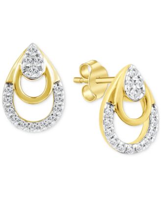 Macy's - Diamond Triple Pear Openwork Earrings (1/8 ct. t.w). in 14k Gold