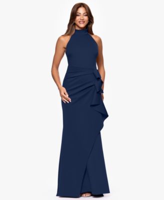 XSCAPE - Women's Ruffled Sleeveless Scuba Fit & Flare Dress